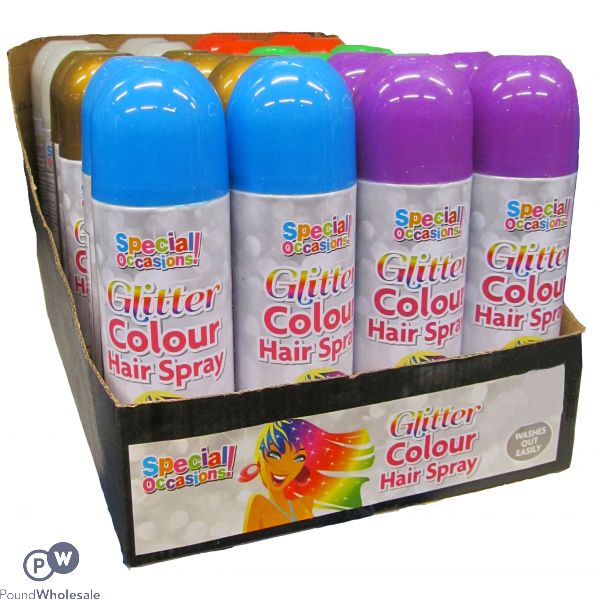 Glitter Colour Hair Spray In Cdu 6 Assorted Colours 200ml