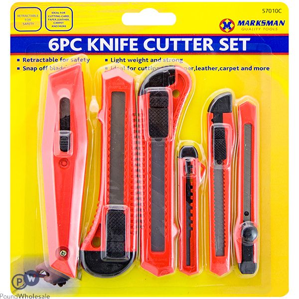 Marksman Assorted Retractable Knife Cutter Set 6pc