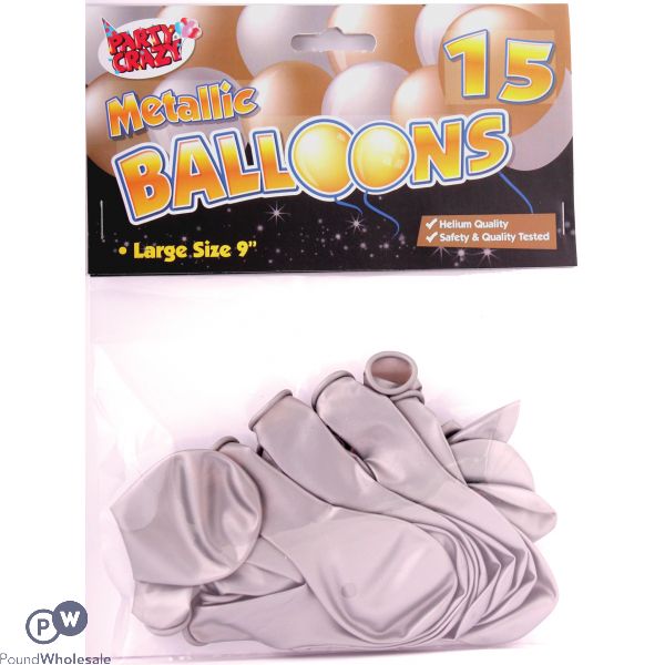 PARTY CRAZY METALLIC ROUND BALLOONS 15.9" 15 PACK