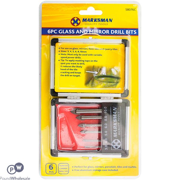 MARKSMAN GLASS & MIRROR DRILL BITS 6PC