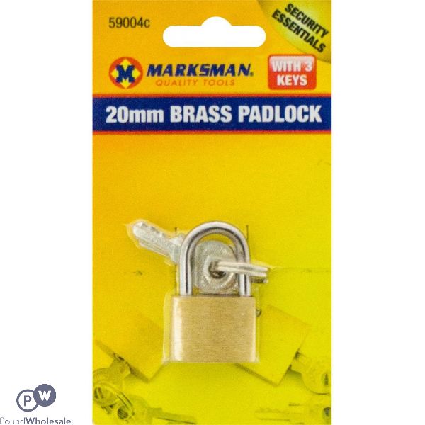 Marksman 20mm Brass Padlock With 3 Keys