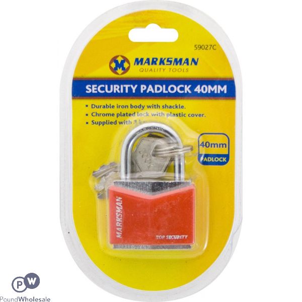 MARKSMAN 40MM SECURITY PADLOCK WITH 3 KEYS