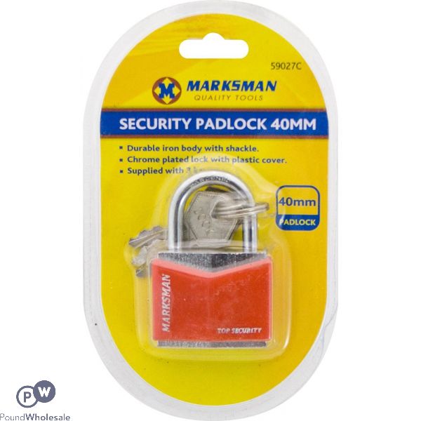 Marksman 40mm Security Padlock With 3 Keys