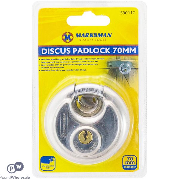 MARKSMAN STAINLESS STEEL DISCUS PADLOCK 70MM