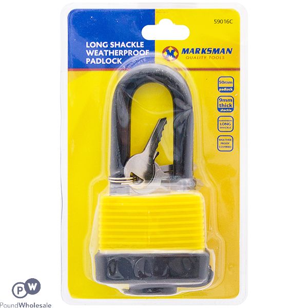 Marksman Long-shackle Weatherproof Padlock 50mm