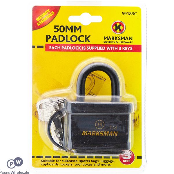 MARKSMAN SQUARE ARMOURED COVER PADLOCK 50MM