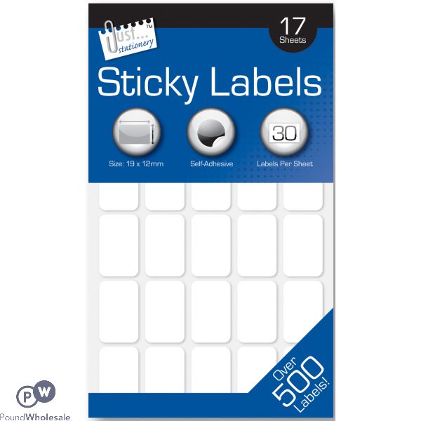 JUST STATIONERY 500+ WHITE STICKY LABELS