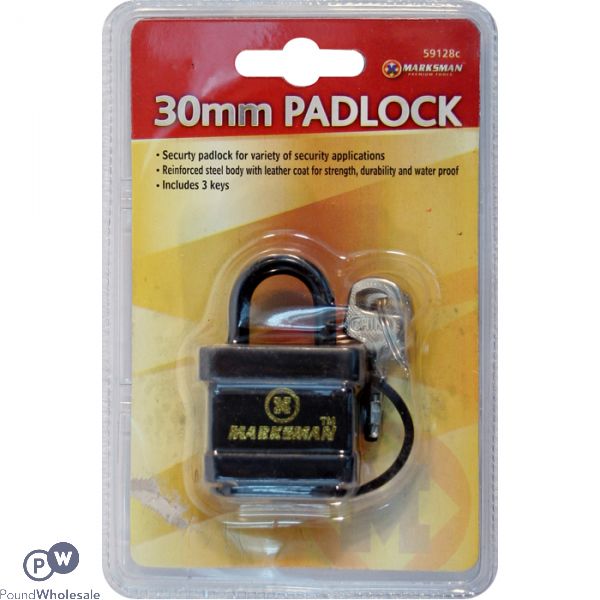 MARKSMAN 30MM WEATHERPROOF PADLOCK WITH 3 KEYS