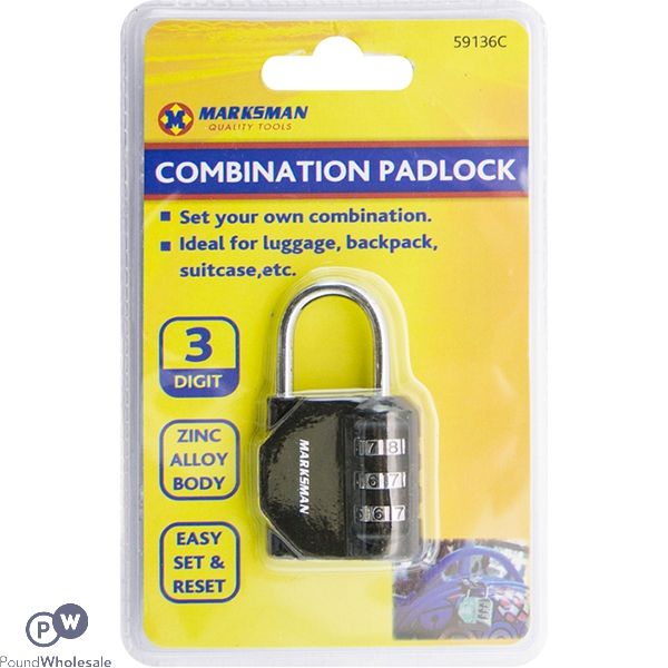 Marksman 3-Digit Custom Combination Zinc Alloy Padlock