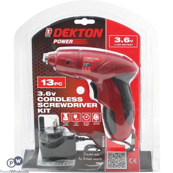 Dekton Power 3.6v Cordless Screwdriver Kit 13pc