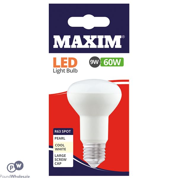 MAXIM 9W=60W PEARL COOL WHITE R63 SPOT LARGE SCREW CAP LED LIGHT BULB