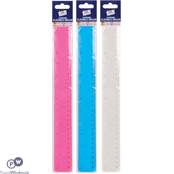 Just Stationery 12" Flexible Ruler Assorted Colours