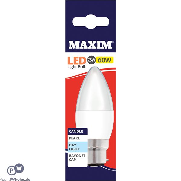 Maxim 7.5W=60W Bayonet Day Light Candle LED Light Bulb
