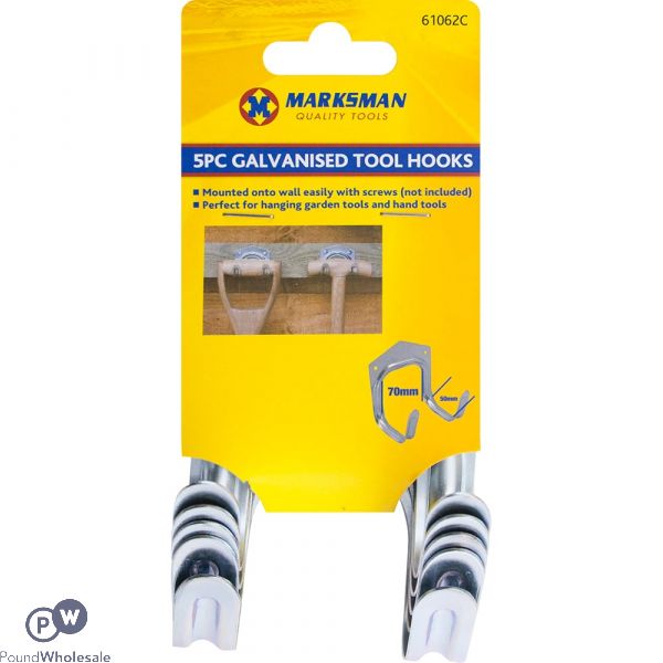 MARKSMAN GALVANISED TOOL HOOKS 5PC