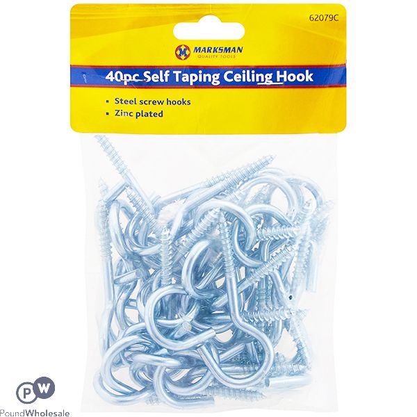 MARKSMAN SELF-TAPPING CEILING HOOKS 40PC