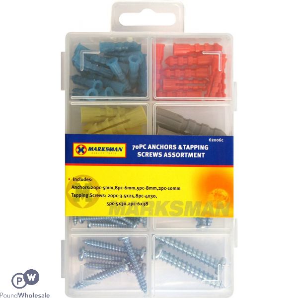 Marksman Anchors & Tapping Screws Assortment 62pc