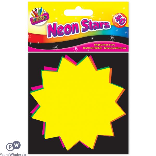 Artbox Fluorescent Stars 10cm X 10cm 40 Pack