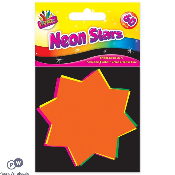 Artbox Fluorescent Stars 7.5cm X 7.5cm 60 Pack