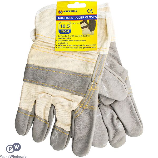 Marksman Leather Furniture Cream/grey Rigger Gloves 10.5"