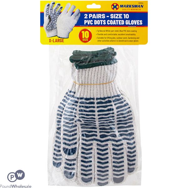 Marksman 10" Pvc Dots Coated Gloves 2 Pairs