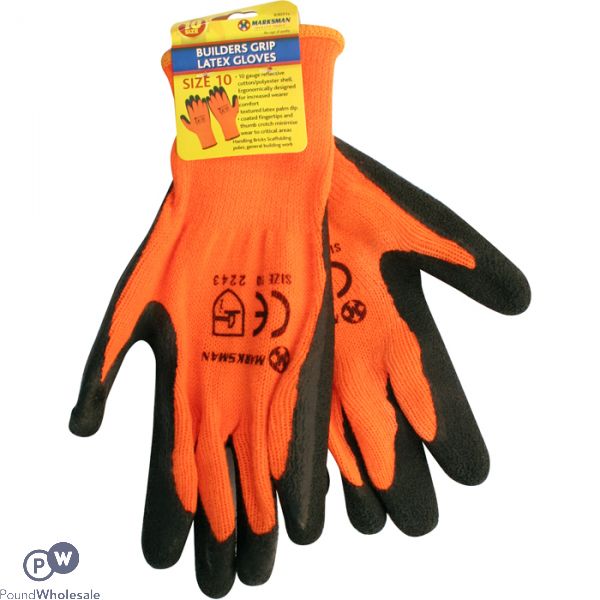 Marksman 10g Orange Acrylic Liner Latex Gloves Size 10