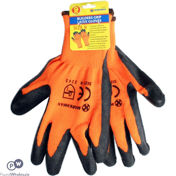 Marksman 10G Orange Acrylic Liner Latex Gloves Size 9 