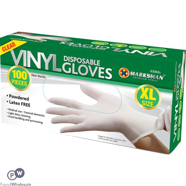 Clear Vinyl Powdered Gloves Extra Large