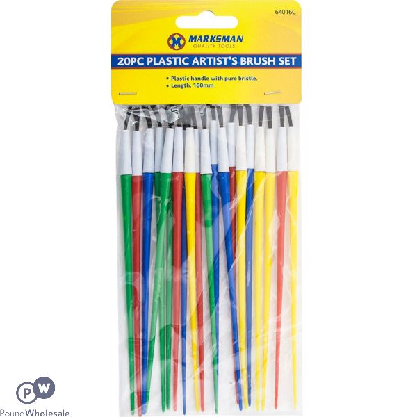 MARKSMAN PLASTIC ARTIST'S BRUSH SET 20PC