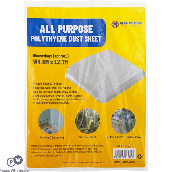 MARKSMAN ALL PURPOSE POLYTHENE DUST SHEET 3.6M X 2.7M