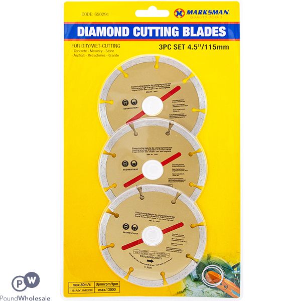 MARKSMAN DIAMOND CUTTING BLADES 4.5" 3 PACK