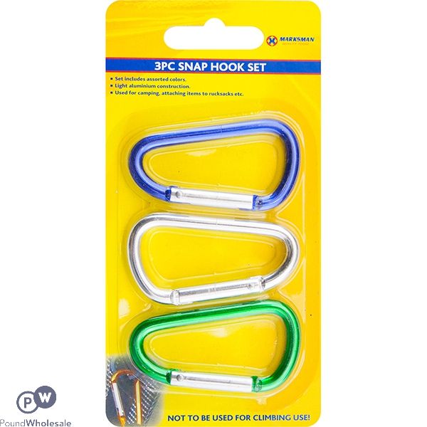 Marksman Snap Hook Set Assorted Colours 3pc