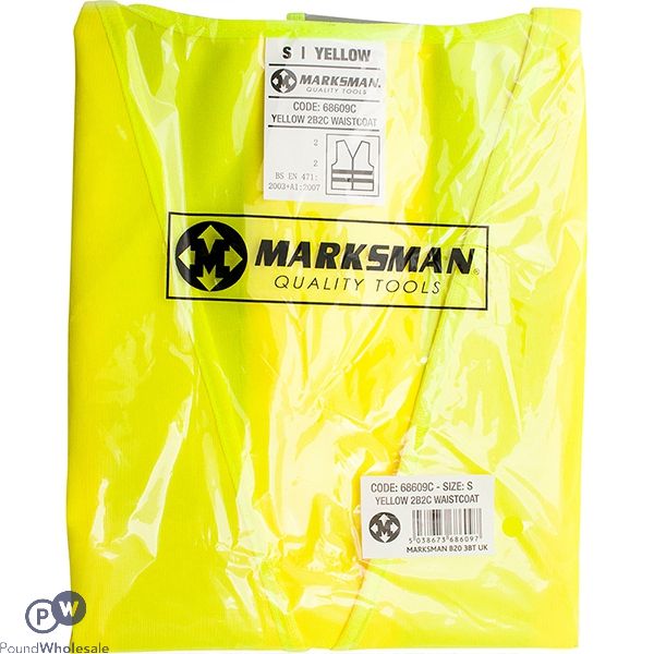 MARKSMAN YELLOW HI-VIS WAISTCOAT SMALL