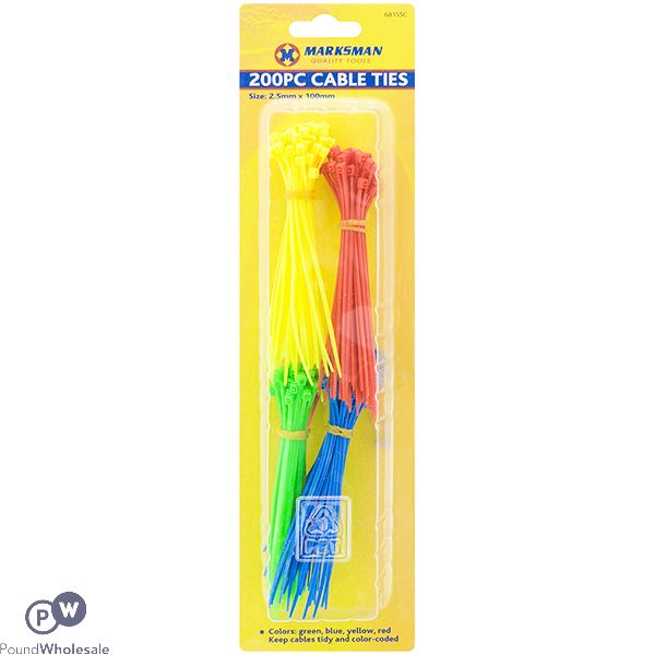 Marksman Colour-Coded Nylon Cable Ties 2.5 X 100mm 200pc