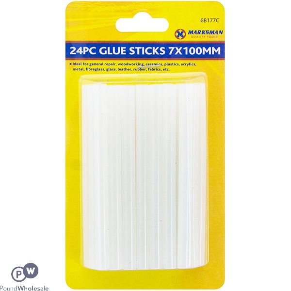 MARKSMAN CLEAR HOT MELT GLUE STICKS 7 X 100MM 24PC