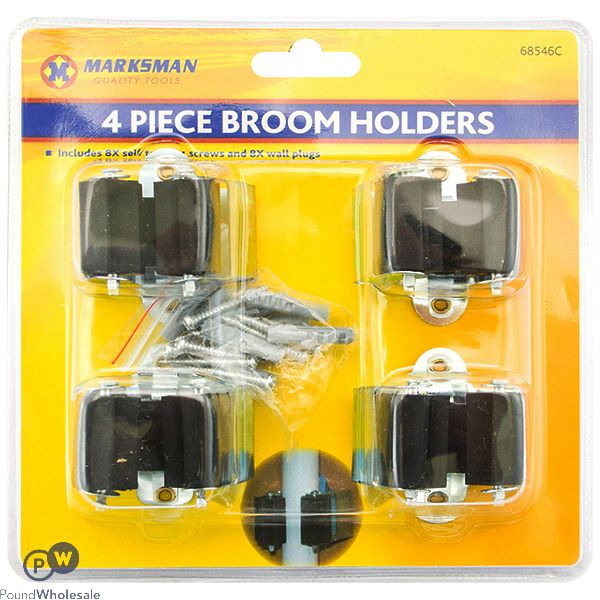 Marksman Broom & Mop Holders Set 4 Pack