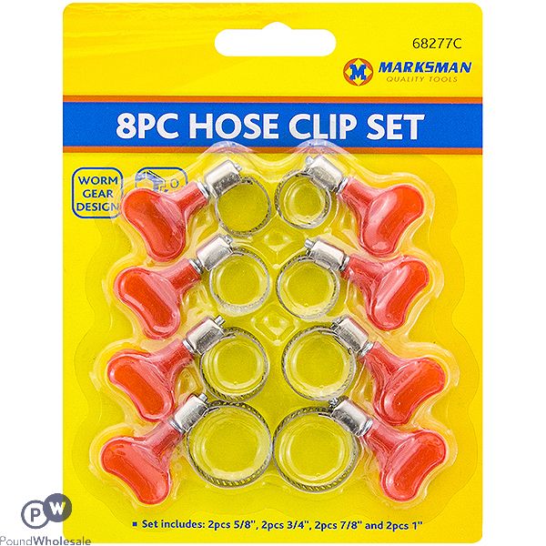 Marksman Worm Gear Hose Clip Set 8pc