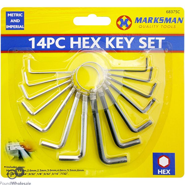 Marksman Metric & Imperial Hex Key Set 14pc