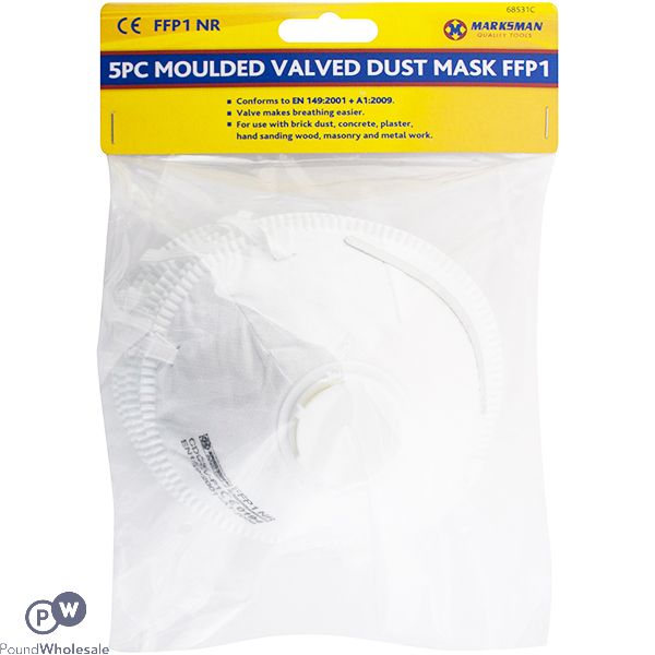Marksman Ffp1 Nr Moulded Valved Dust Mask 5pc