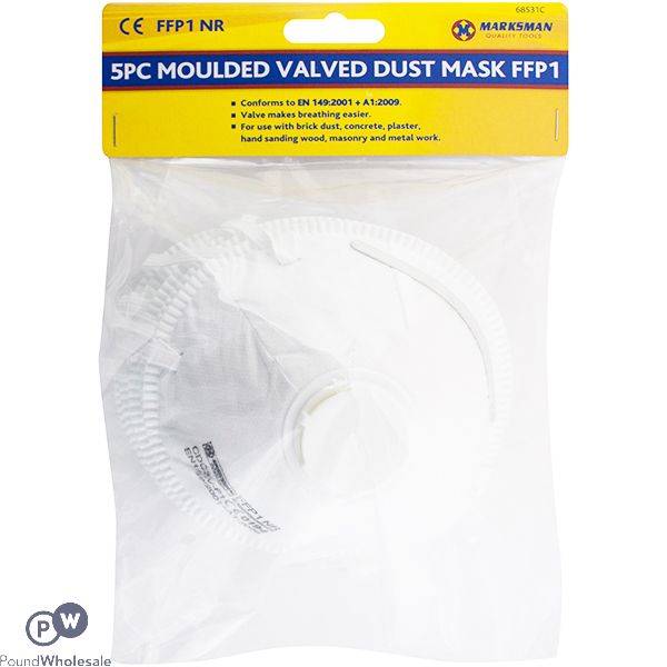 MARKSMAN FFP1 NR MOULDED VALVED DUST MASK 5PC