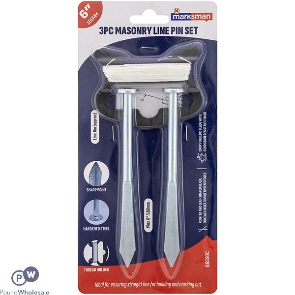 Marksman Masonry Line Pin Set 12m 3pc 