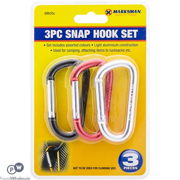 MARKSMAN SNAP HOOK CARABINER CLIP SET 3PC