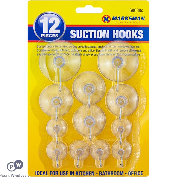 Marksman Clear Suction Hook Set 12pc