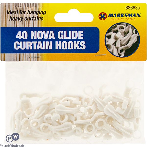 MARKSMAN NOVA GLIDE CURTAIN HOOKS 40 PACK