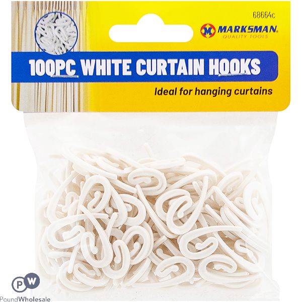 Marksman White Curtain Hooks 100pc