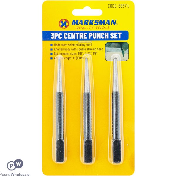 Marksman Alloy Steel Centre Punch Set 3pc