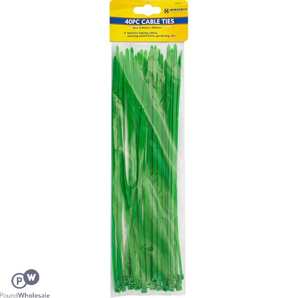 Marksman Cable Ties Green 4.8mm X 300mm 40pc