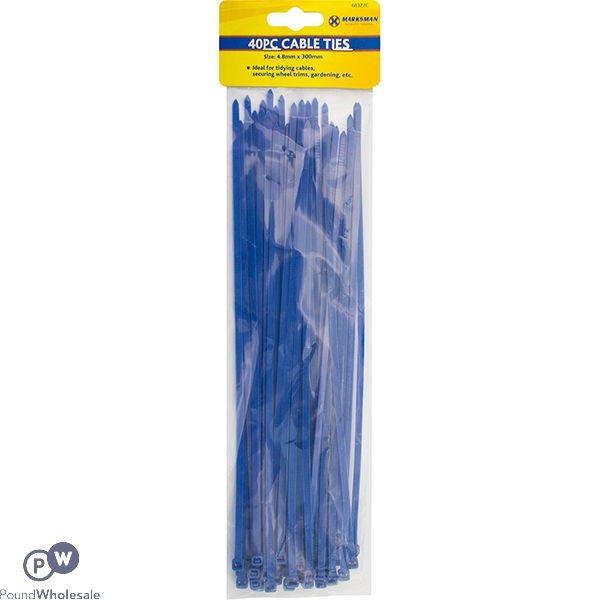 Marksman Cable Ties 4.8mm X 300mm Blue 40pc