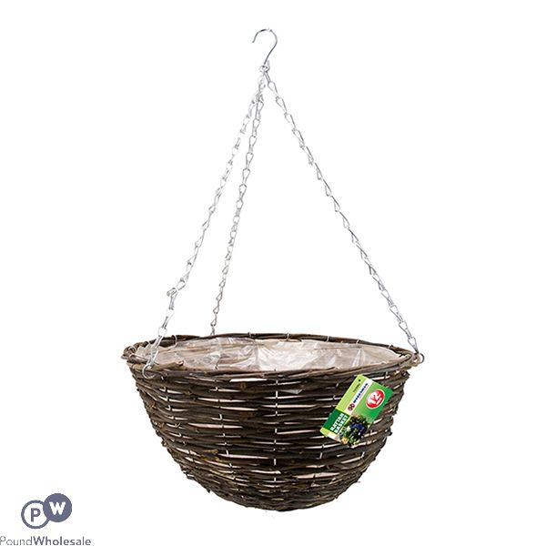 MARKSMAN RATTAN GARDEN HANGING BASKET 12"