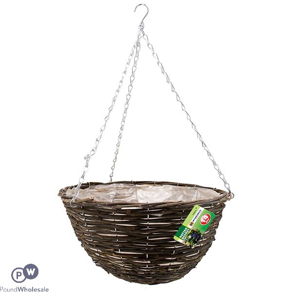 MARKSMAN RATTAN GARDEN HANGING BASKET 14"