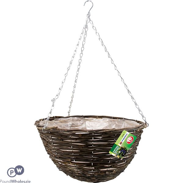 MARKSMAN RATTAN GARDEN HANGING BASKET 16"